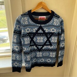 Tipsy Elves Light Blue & Navy Star Pattern Crewneck Sweater